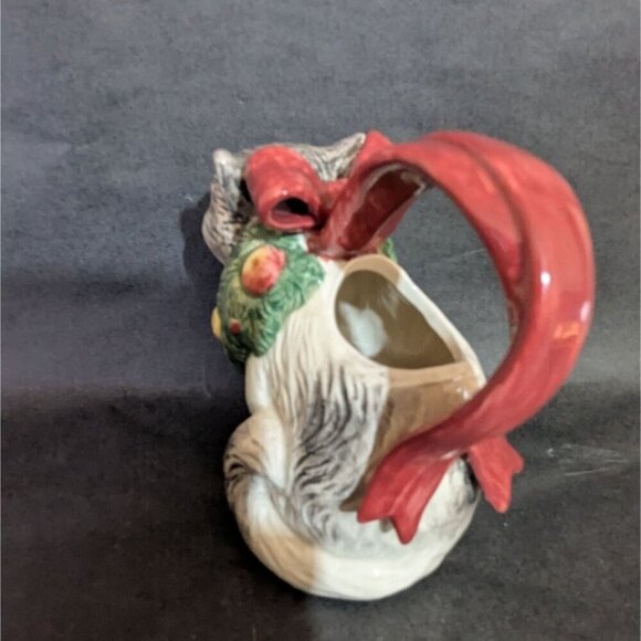 VINTAGE FITZ & FLOYD Cat Christmasy  creamer 1992 Super Cute 4.5" - Picture 10 of 10